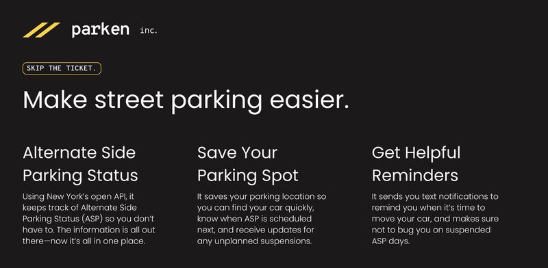 Parken landing page